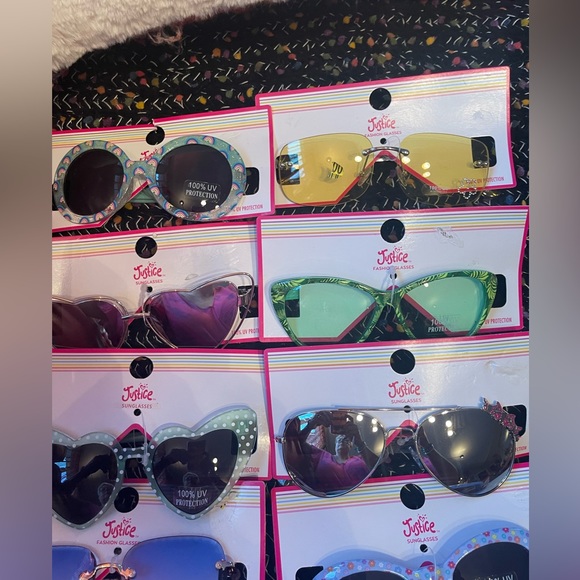 NWT Lot of 10 pairs of JUSTICE (Girl) sunglasses 🕶 only one duplicate - Picture 2 of 3